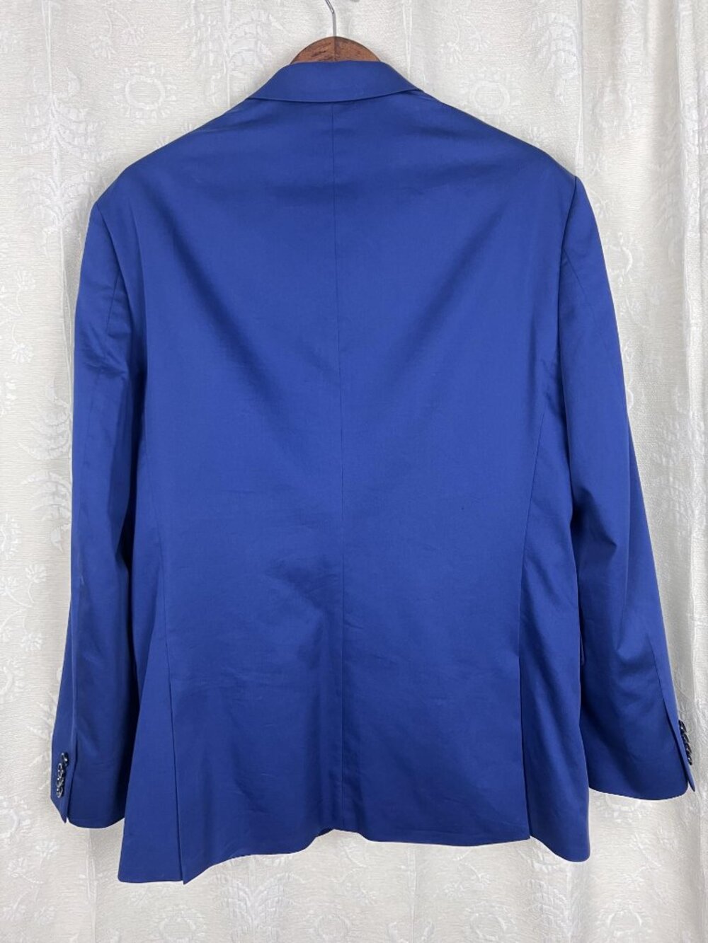 Express 42L Classic Fit men's suit jacket royal blue stretch cotton blazer long - Picture 3 of 7